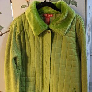 Sweater/quilted  Zip Jacket Fur Collar